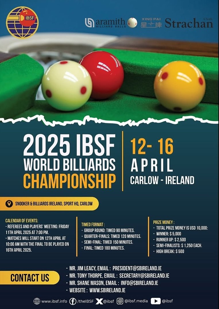 2025 IBSF World Billiards Championship - Snooker & Billiards Ireland